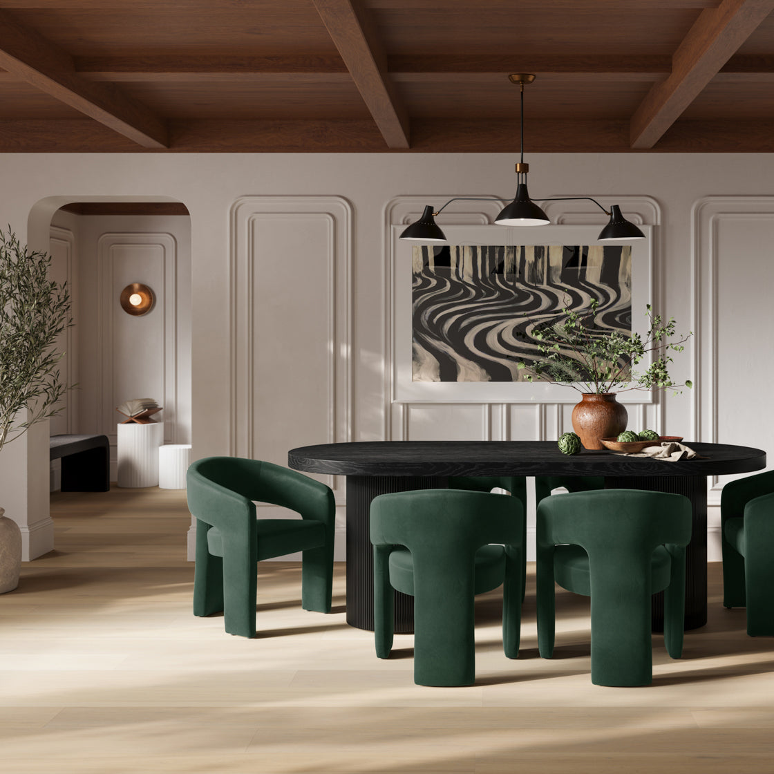 Alba Forest Green Velvet Tripod Dining Chair